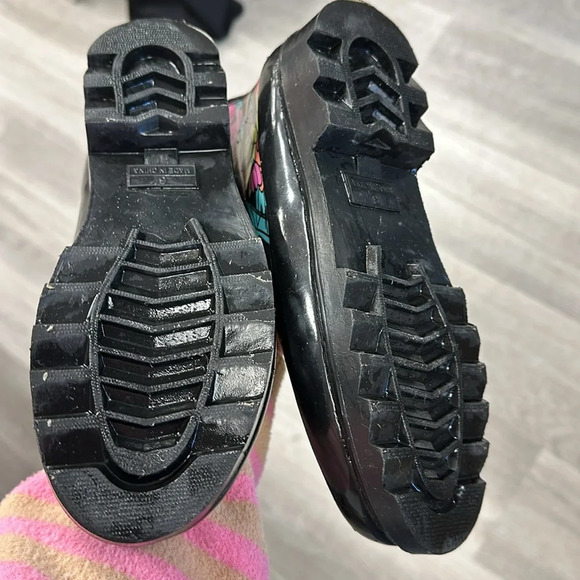 Sackroots boots Sz.6, lined with adjustable calf. Black/floral - Picture 5 of 7